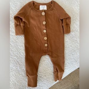 Mebie Baby Button Down Rust Romper
